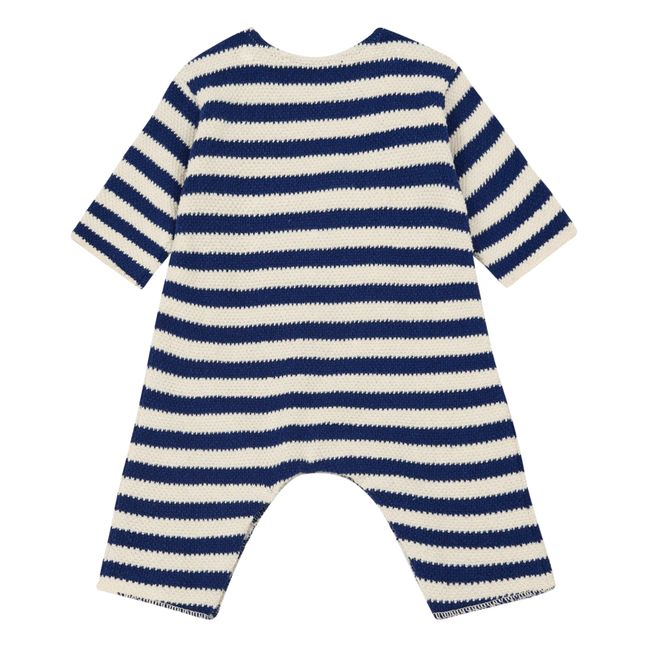 Striped Knit Jumpsuit Navy blue