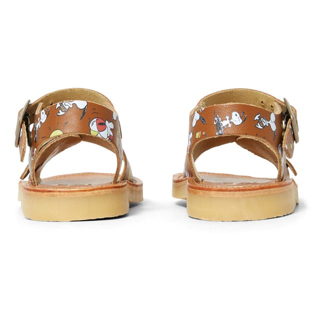 Sonny Snoopy Print Sandals Brown