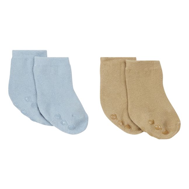 Organic Cotton Terry Cloth Socks - Set of 2 Light blue