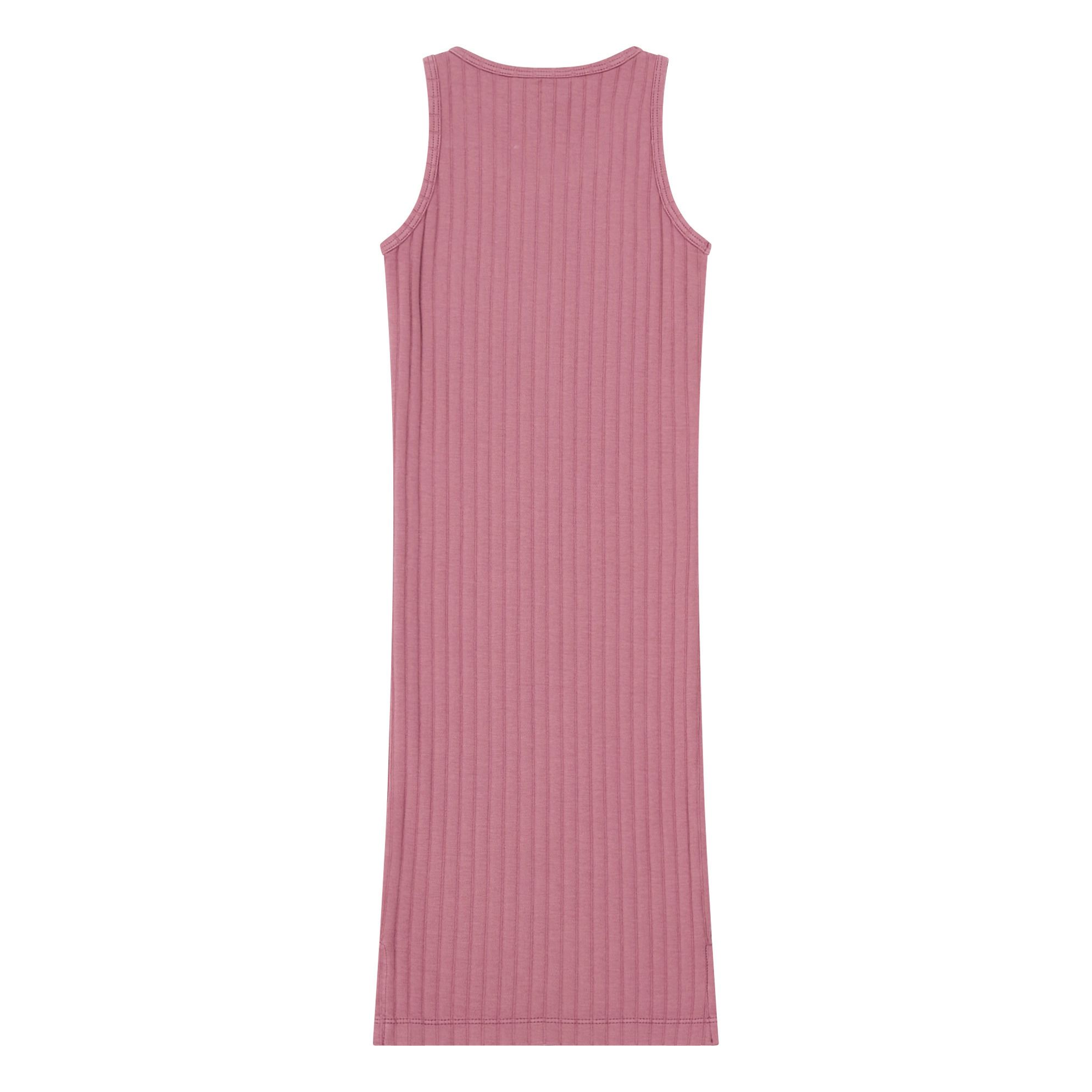 Long Organic Cotton Ribbed Dress Dusty Pink- Product image n°2