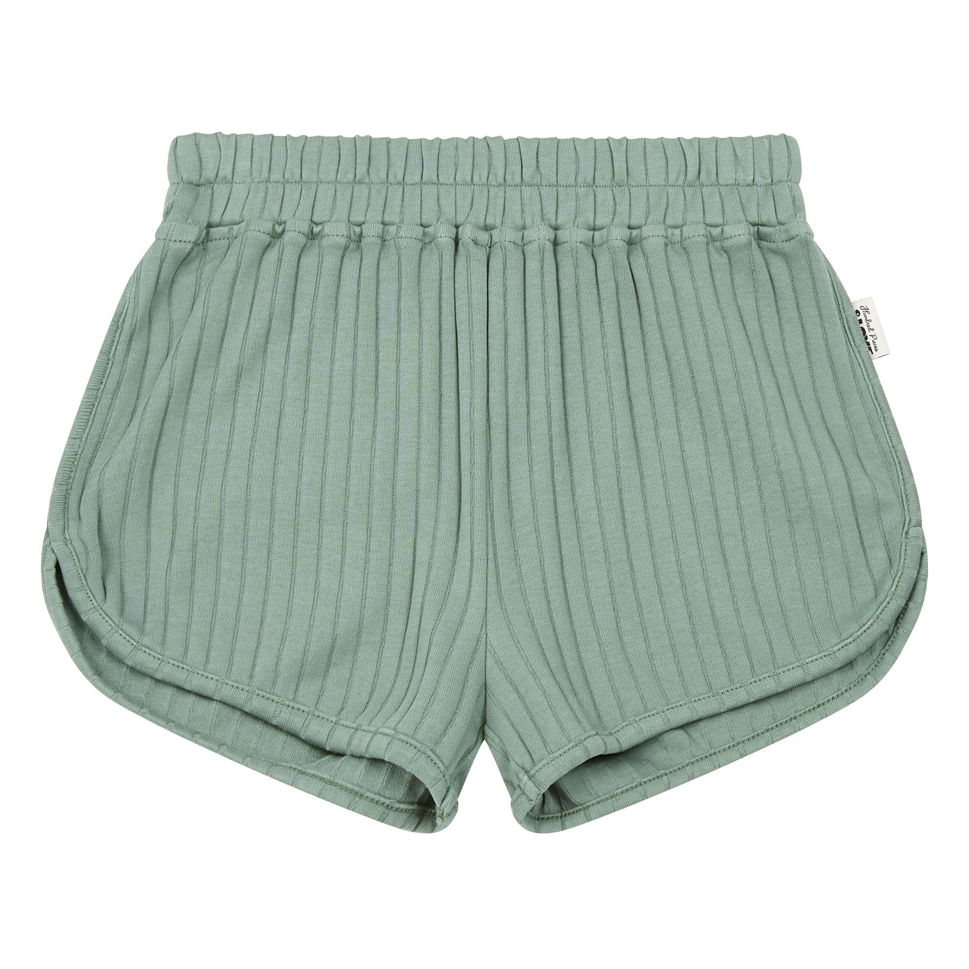 Ribbed Organic Cotton Shorts Sage- Product image n°0