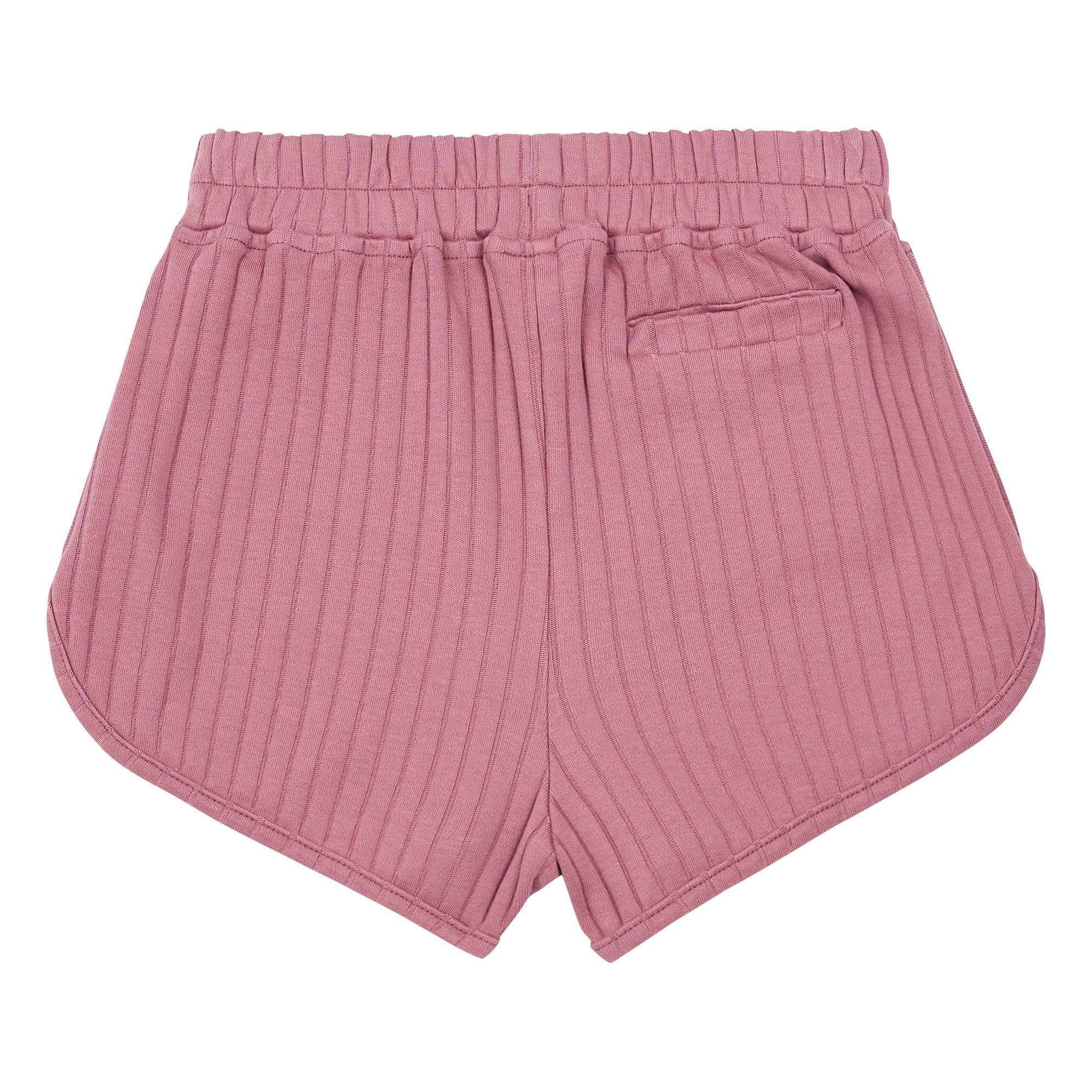 Ribbed Organic Cotton Shorts Dusty Pink- Product image n°1
