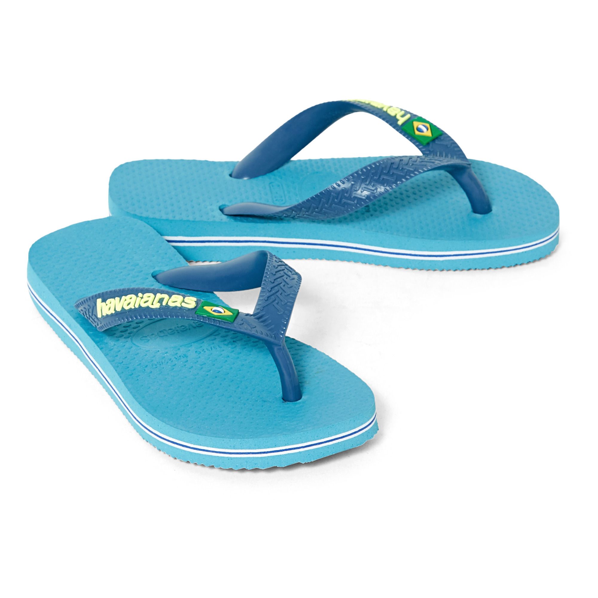 Brasil Logo Flip Flops Blue Havaianas Shoes Teen, Children - Smallable