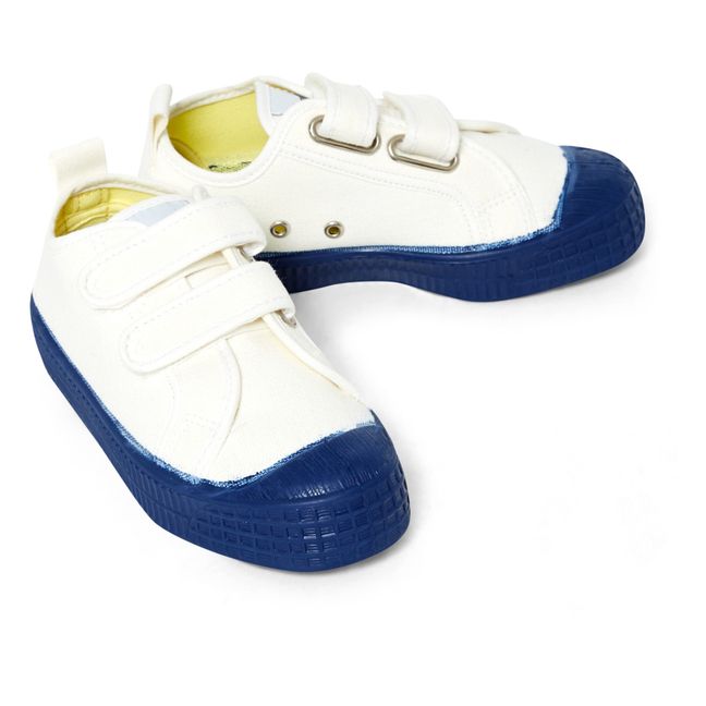 Sneakers con strappi bicolore vegane Blu marino