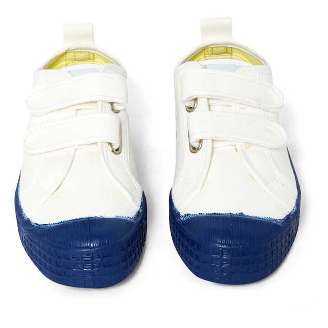 Vegan Bicolour Velcro Sneakers | Navy blue