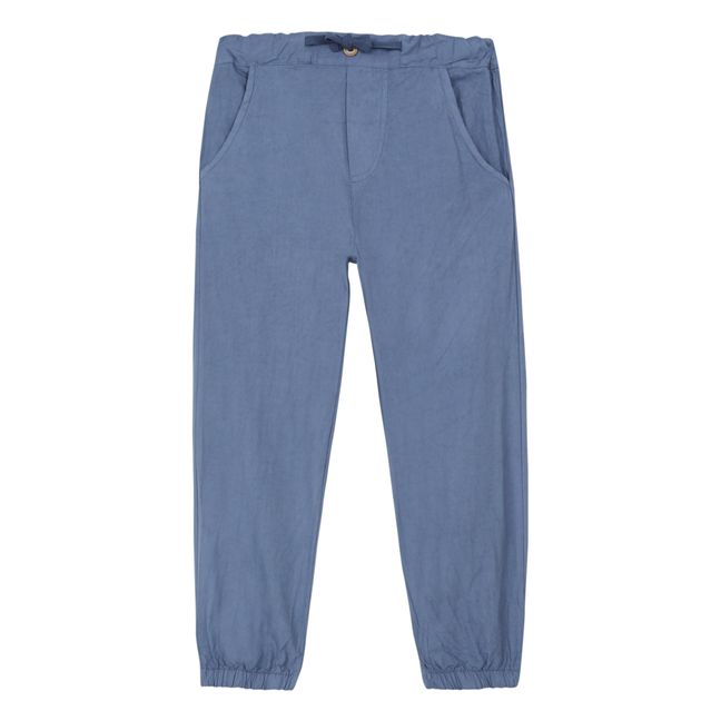 Organic Cotton Poplin Trousers Blu