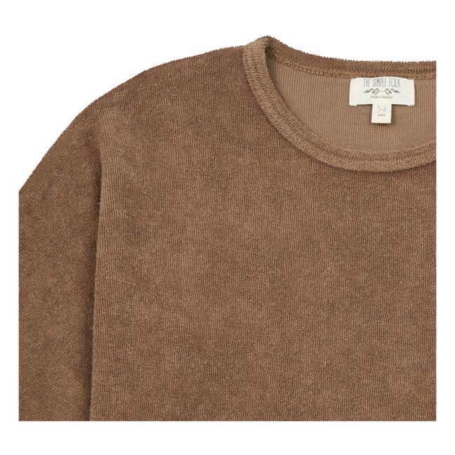 Organic Cotton Terry Cloth Oversize T-shirt Taupe brown