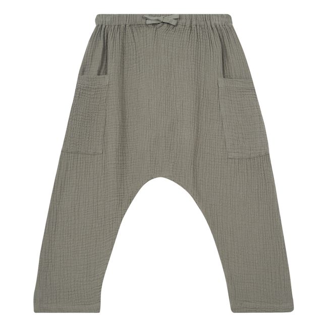 Organic Cotton Muslin Harem Pants Mid grey