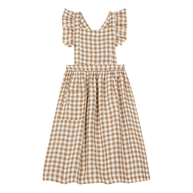 Organic Linen Gingham Apron Dress | Bronce