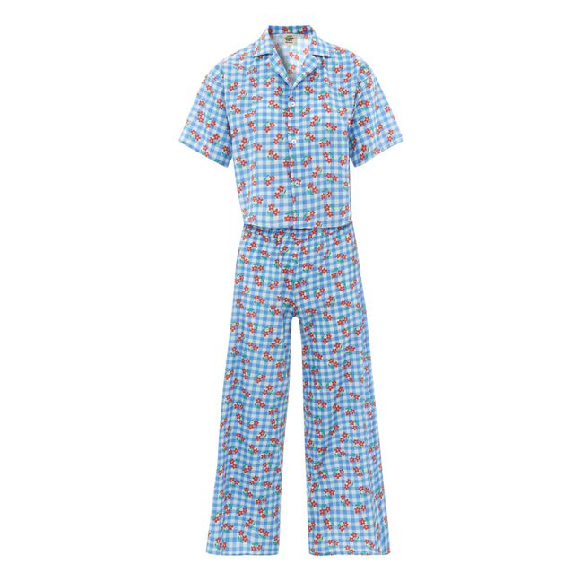 Exclusivität  Hello Simone x Smallable Pyjama Party - Pyjama Hemd + Hose Ginger - Damenkollektion  | Blau