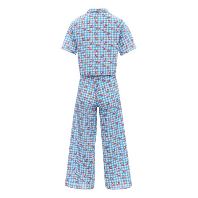 Exclusivité Hello Simone x Smallable Pyjama Party – Pyjama Chemise + Pantalon Ginger - Collection Femme - Bleu