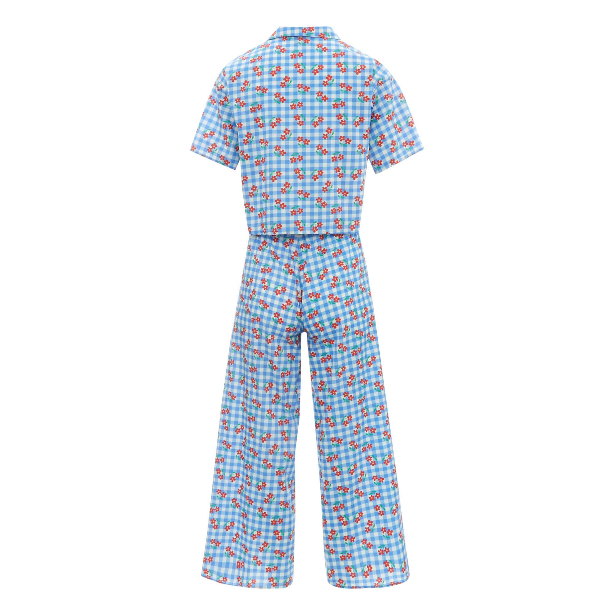 Exclusivité Hello Simone x Smallable Pyjama Party – Pyjama Chemise + Pantalon Ginger - Collection Femme - Bleu- Image produit n°1