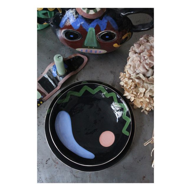 Milos Ceramic Shallow Bowl | Black