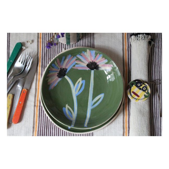 Louloudia Ceramic Shallow Bowl | Green