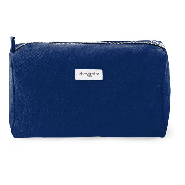 Alma Recycled Cotton Maternity Toilet Bag | Navy blue