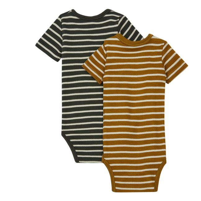 Hali Organic Cotton Short Sleeve Crossover Baby Bodysuits - Set of 2  Camel