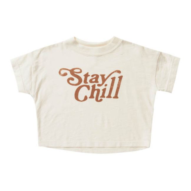 Camiseta Cropped Stay Chill Marfil