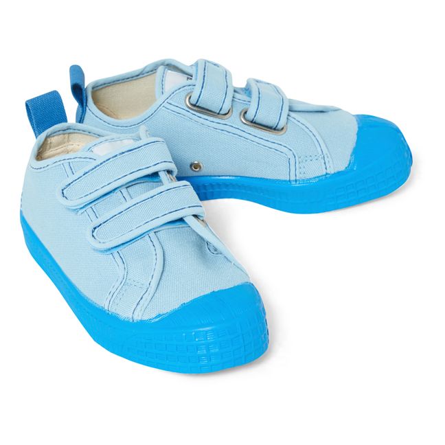 Star Master Contrast Stitch Velcro Sneakers Hellblau