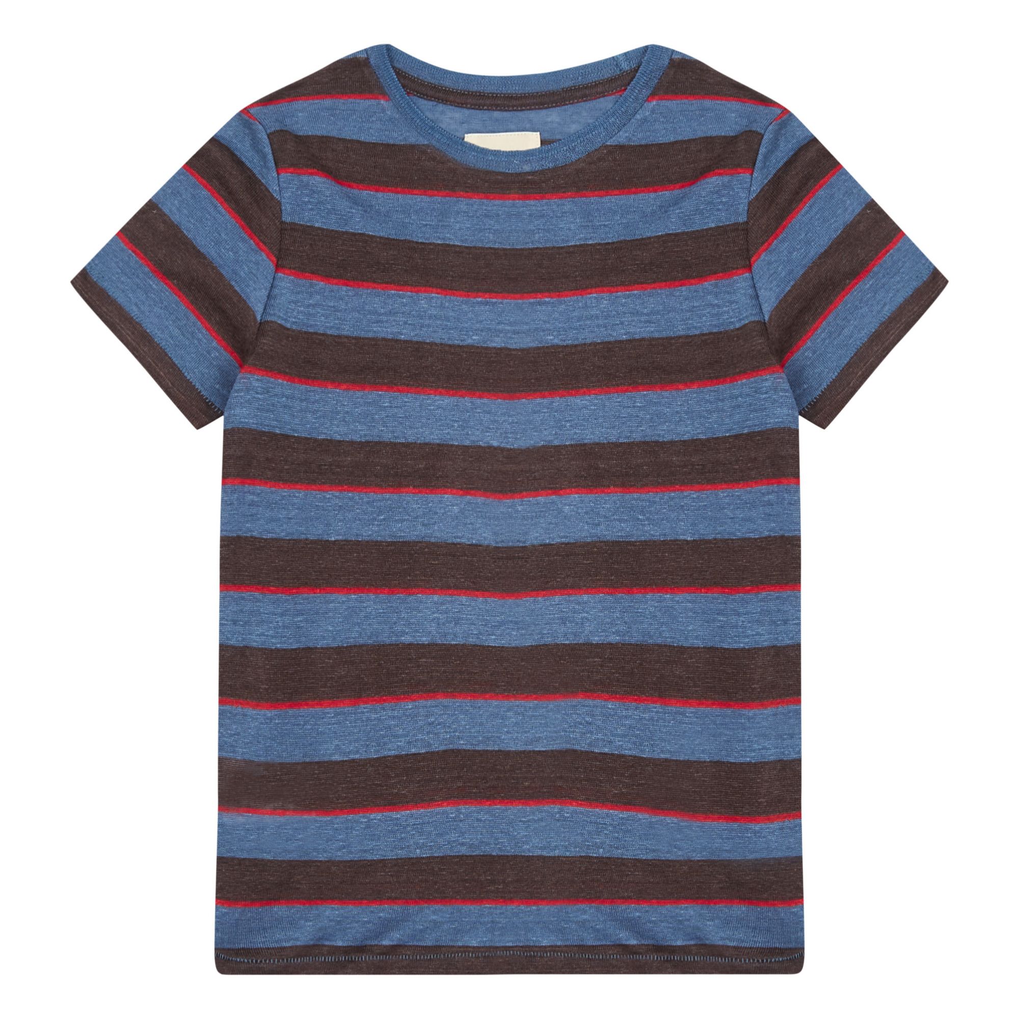 Mogo Striped Linen T-shirt Blue- Product image n°0