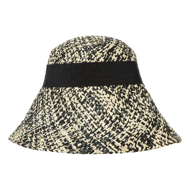 Sombrero Figolu de paja Trenzada Bicolor Negro