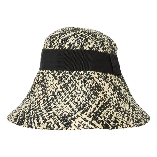 Figolu Two-Tone Braided Straw Hat  Black