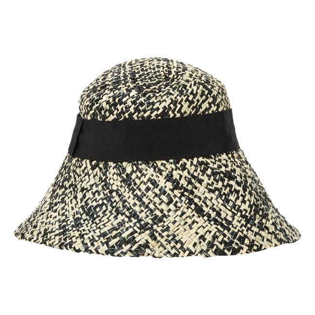 Figolu Two-Tone Braided Straw Hat  Black