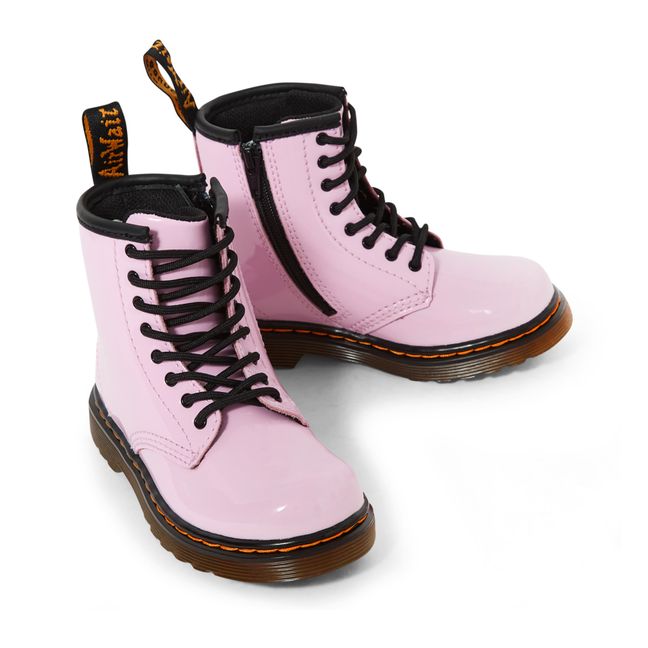 1460 Patent Leather Lace-Up Boots Rosa chiaro