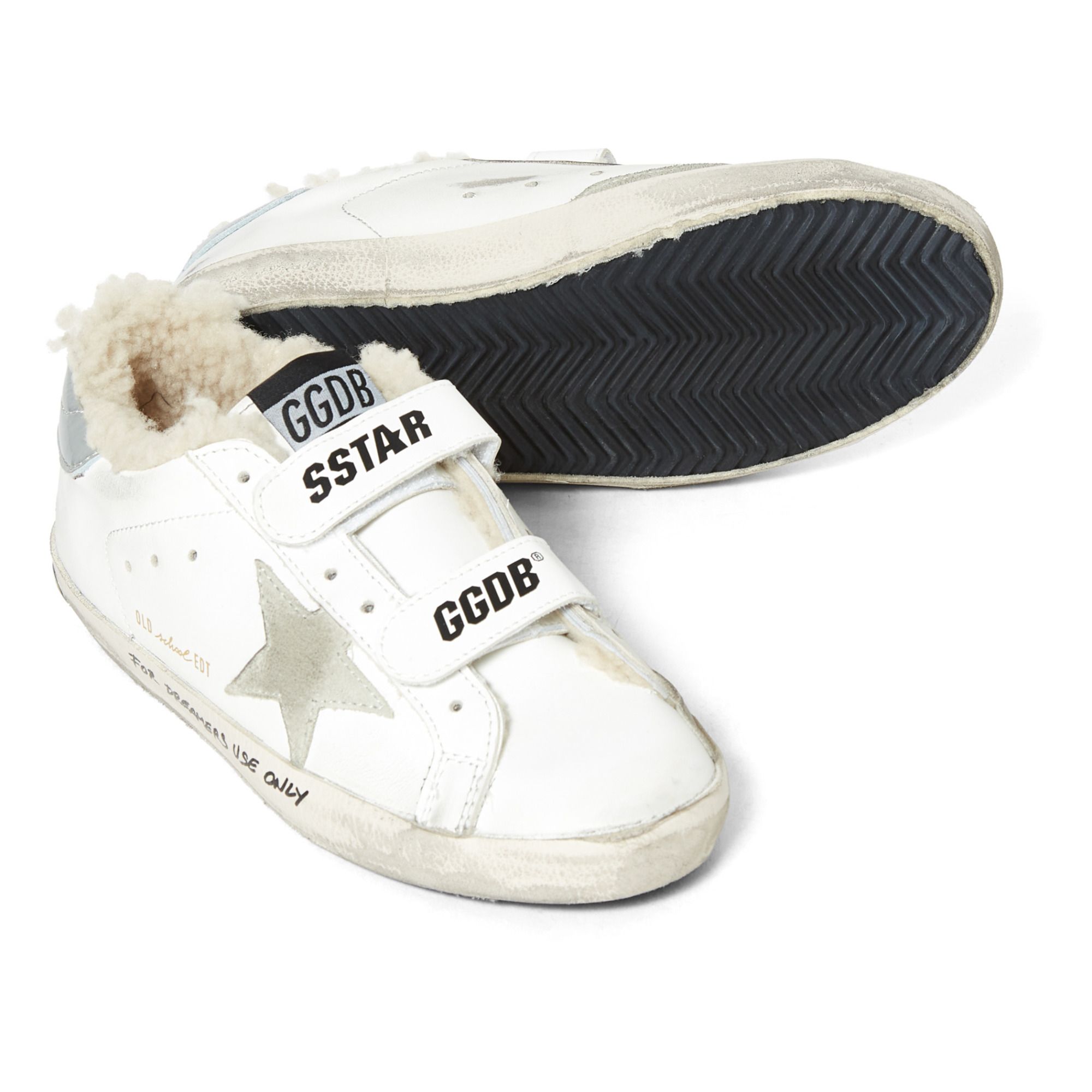 Zapatillas con velcro forradas Old School Crema- Imagen del producto n°2