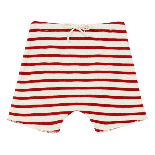 Striped Fleecec Baby Shorts Rosso