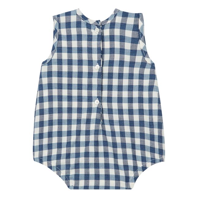 Checked Romper Navy blue