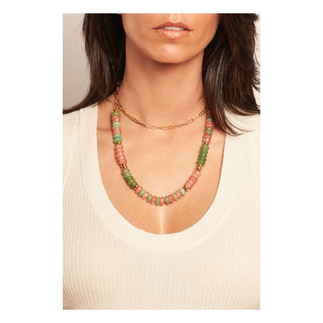 Collier Double Chaine Oasis Ambre | Rose pâle