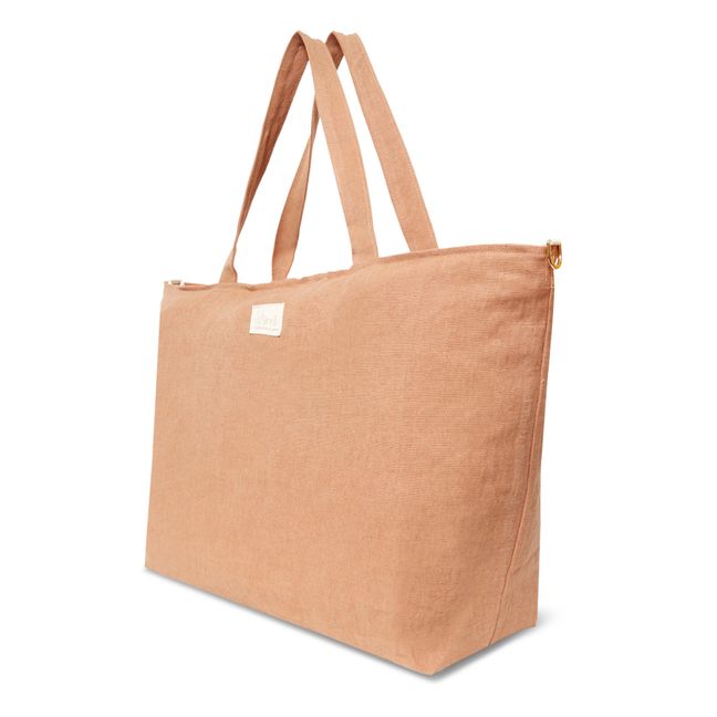 Linen Overnight Bag Terracotta