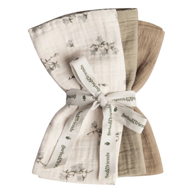 Mantitas en gasa de algodón Bluebell - Set de 3 | Crema