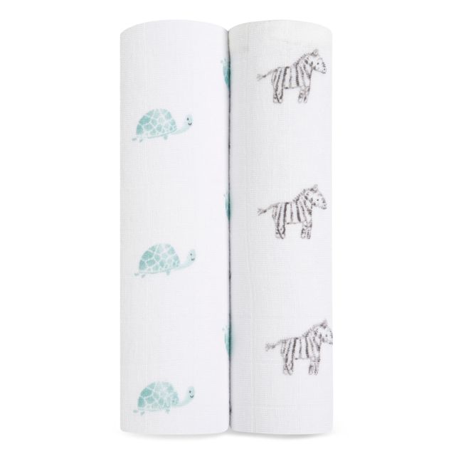 Maxi-langes Animal Kingdom en coton bio- Pack de 2