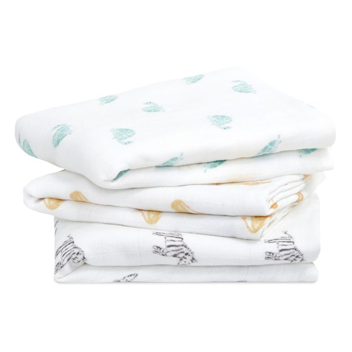 Animal Kingdom Organic Cotton Swaddling Cloths - Set of 3- Imagen del producto n°0