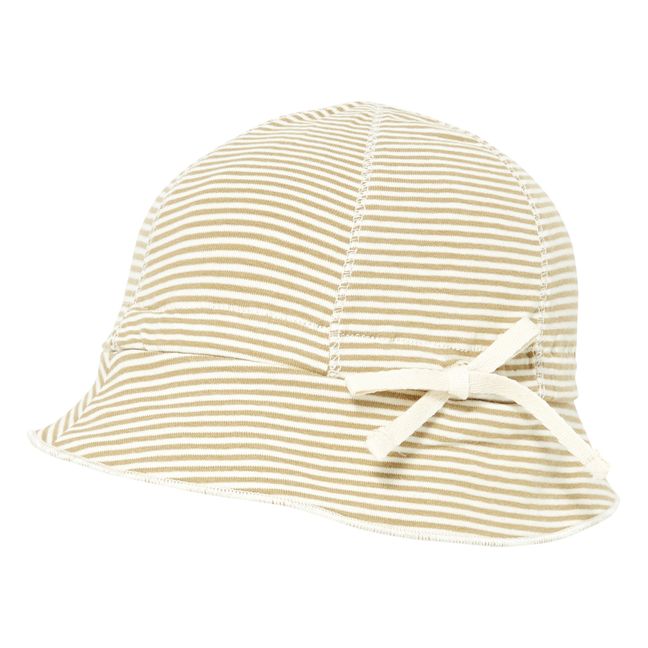 Organic Cotton Striped Bucket Hat Khaki