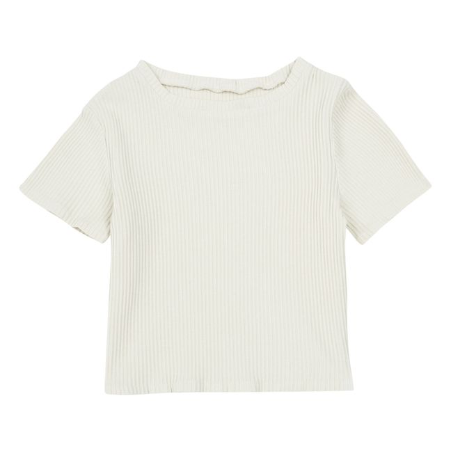 Camiseta algodón orgánico de canalé Bouleau | Blanco Roto