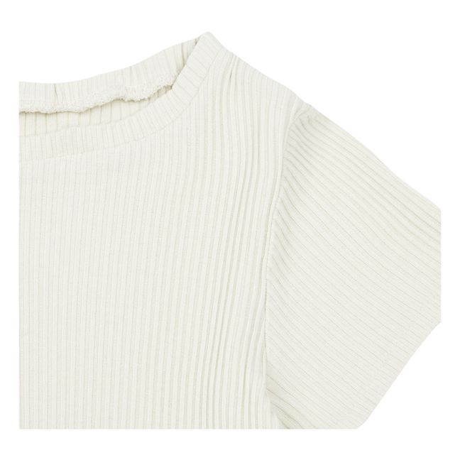 Camiseta algodón orgánico de canalé Bouleau | Blanco Roto
