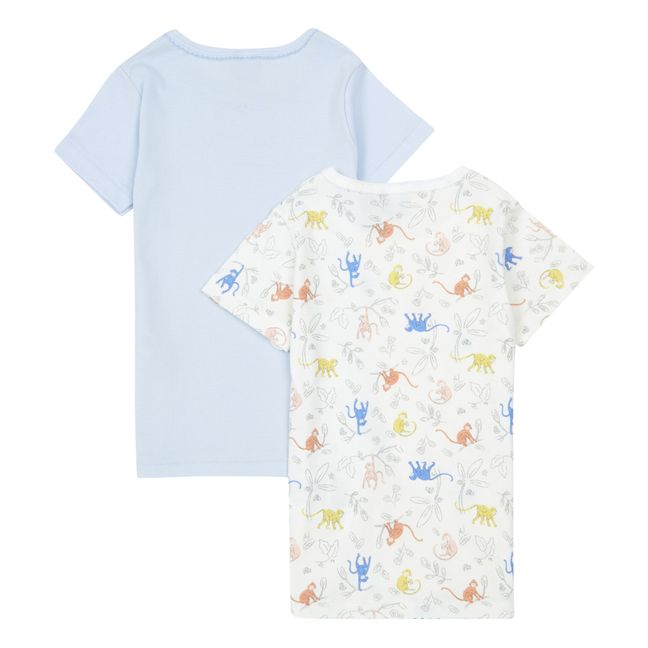 Organic Cotton Floral T-shirts - Set of 2 Blue