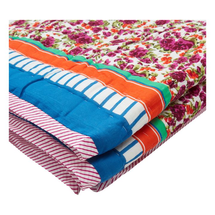 Manta acolchada reversible Crawford Flores de sarong | Rosa- Imagen del producto n°1