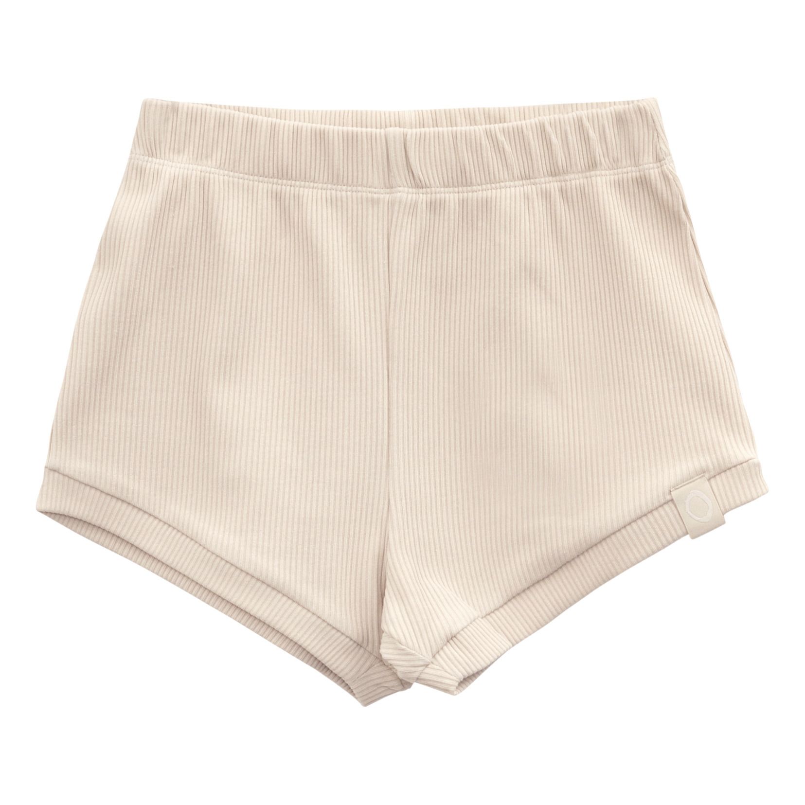 Cali Ribbed Organic Cotton Shorts Beige- Product image n°0