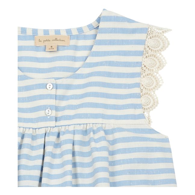 Exclusivität La Petite Collection x Smallable - Kleid Gestreift Bio-Baumwolle mit Spitze  Blau