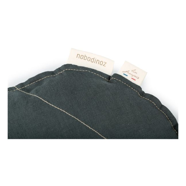 Coussin feuille - Lin Français | Bleu