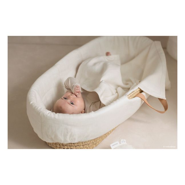 Quilted Cloth for Moses Basket - French Linen Sandfarben