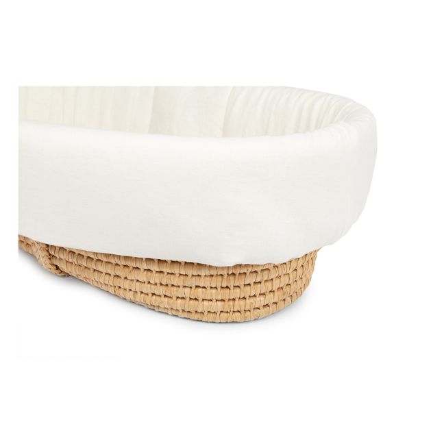 Quilted Cloth for Moses Basket - French Linen Weiß
