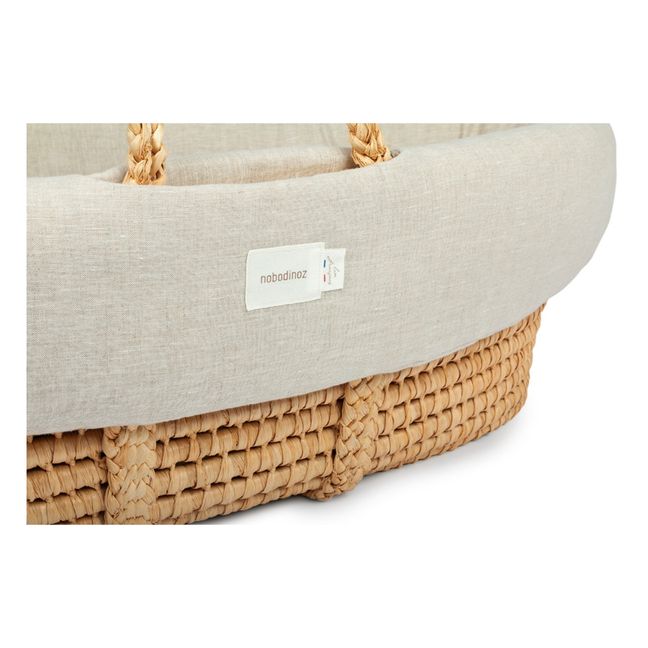 Quilted Cloth for Moses Basket - French Linen | Oatmeal