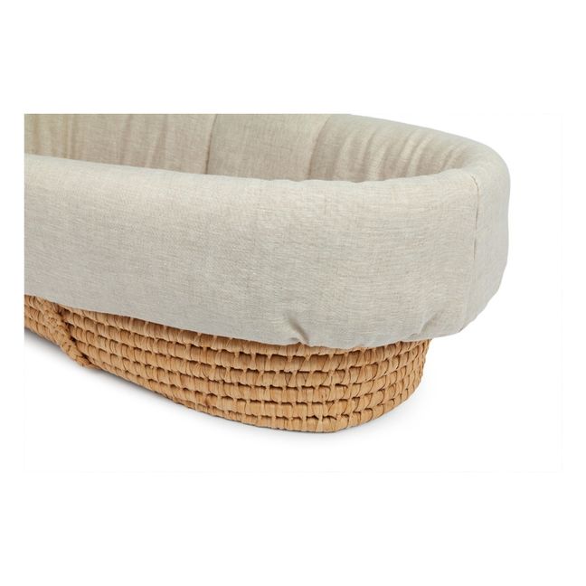 Quilted Cloth for Moses Basket - French Linen Seta greggia