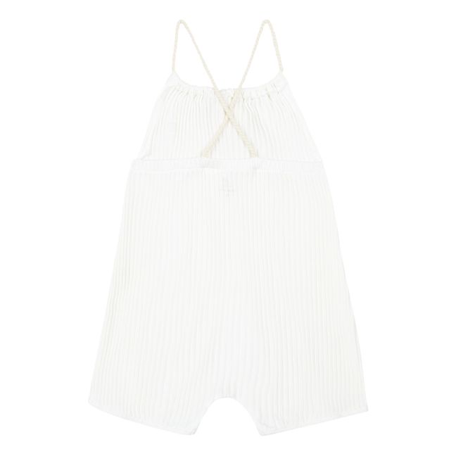 Ribbed Organic Cotton Romper | White