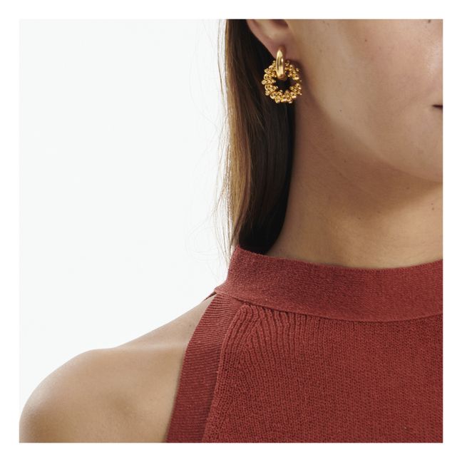 Ohrringe asymmetrisch Kaffeebohne und Charms  | Gold