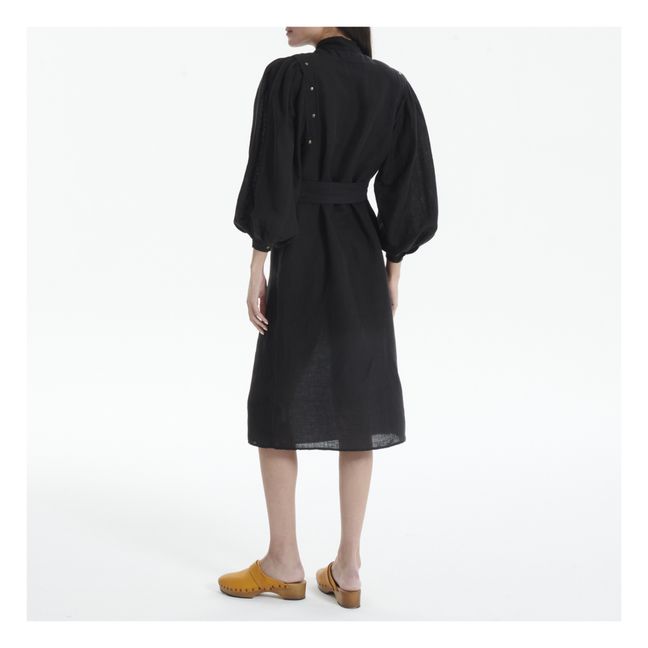 Williams Linen Midi Dress Black